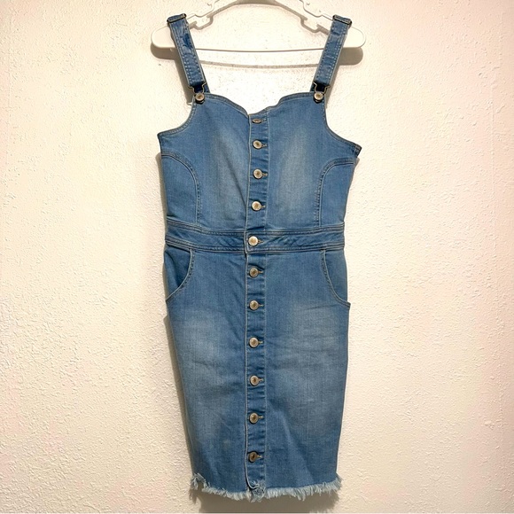 Wax Jean Basic Denim Overall Dress Stretchable - Picture 1 of 4